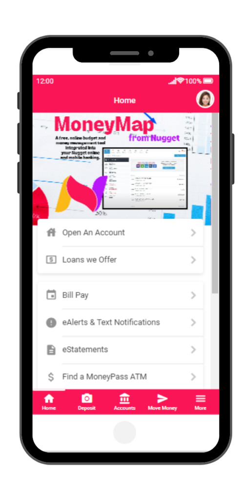 Image of the MoneyMap feature in Nugget on a mobile phone